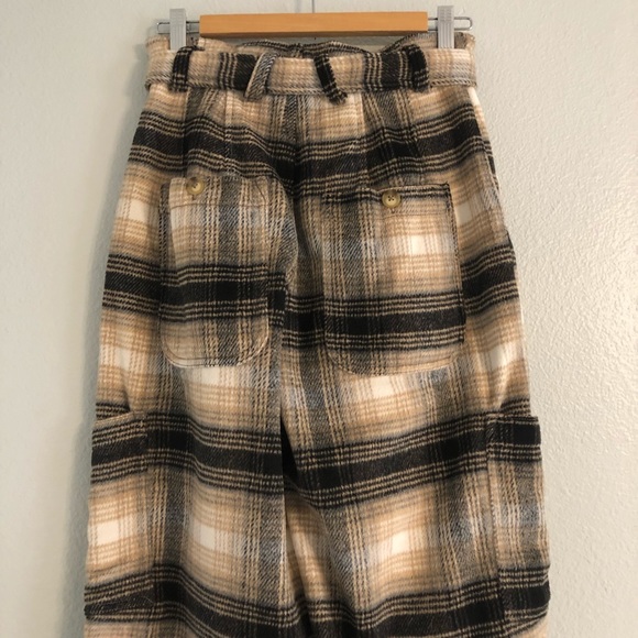 SOLD✨FREE PEOPLE Kye Wool Plaid High Rise Black Trousers Pants (Size 2) NWOT - Picture 7 of 8